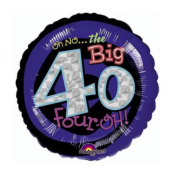 Birthday-over-the-hill Balloons, 18m inch OH NO! IT'S MY BIRTHDAY 40, Loonballoon, Mfr#: LOON-LAB-A116042-01-A-P